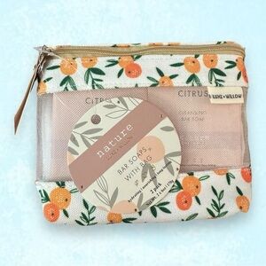 🆕 NWT Luxe + Willow Milled Orange Citrus Body Bar Soap 6oz 2pc with Travel Bag